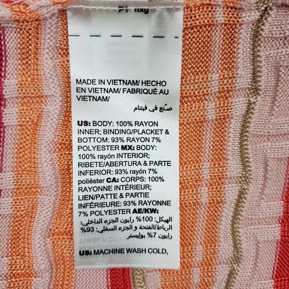 Chicos Womens Wave Tassel Cardigan Sweater Orange Pink Stripe Chicos 1=Medium - Picture 12 of 13